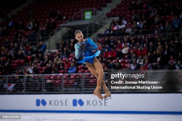 Alexandra Trusova of Russia competes in the Junior Ladies Free Skating during the World Junior Figure Skating Championships at Arena Armeec on March...