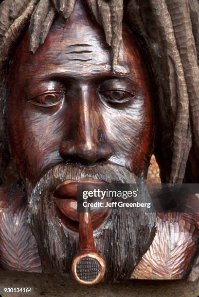 Rastafarian head carving for sale at Dunn's River Falls, Ocho Rios, Jamaica.