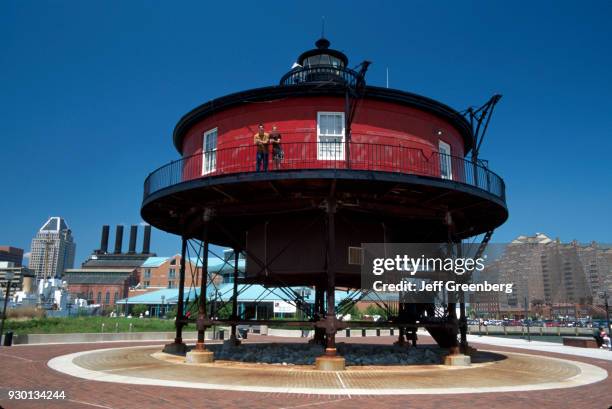 Seven Foot Knoll Lighthouse built 1856, relocated from Patapsco River, Pier 5, Inner Harbor, Baltimore.