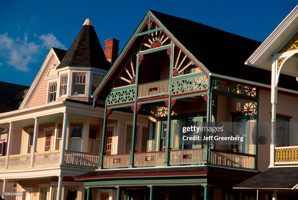 Methodist Camp largest US Victorian community c.1871 Ocean Pathway homes, Ocean Grove, New Jersey.