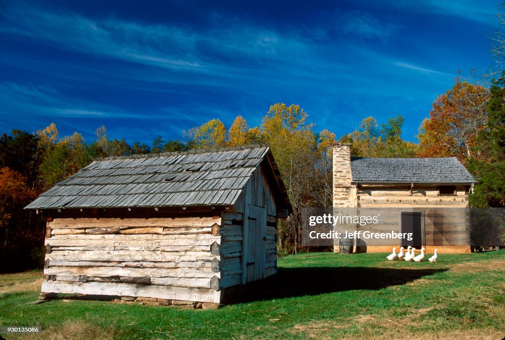 Booker T. Washington National Monument, smokehouse dining cabin, Moneta, Virginia.