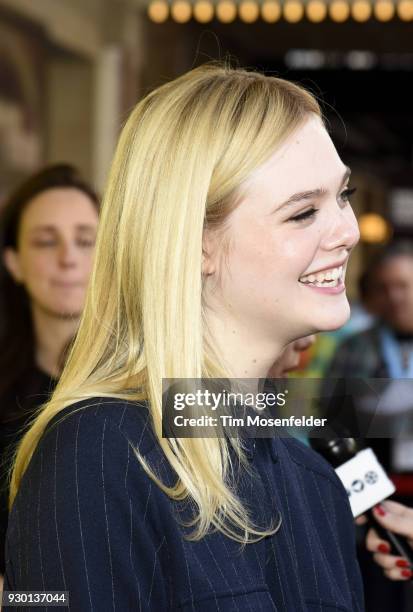 Elle Fanning attends the premiere of Galveston at the Paramount Theatre on March 10, 2018 in Austin, Texas.