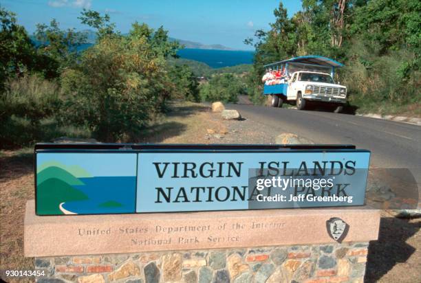 Virgin Islands National Park entrance sign, St. John, US Virgin Islands.