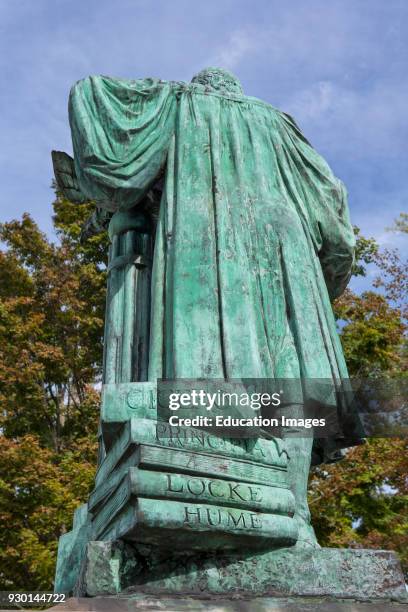 Low Angle, Rear View of John Witherspoon Statue, East Pyne Hall, Princeton University, Princeton, New Jersey, USA.