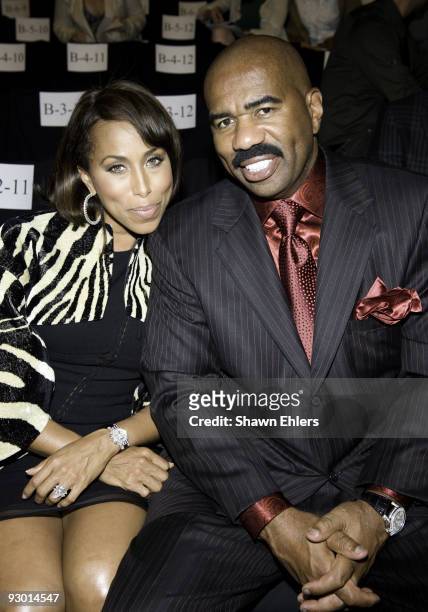 Marjorie Harvey and Comedian Steve Harvey attend Chado Ralph Rucci Spring 2010 during Mercedes-Benz Fashion Week at Bryant Park on September 12, 2009...