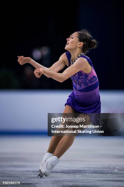 Stanislava Konstantinova of Russia competes in the Junior Ladies Free Skating during the World Junior Figure Skating Championships at Arena Armeec on...