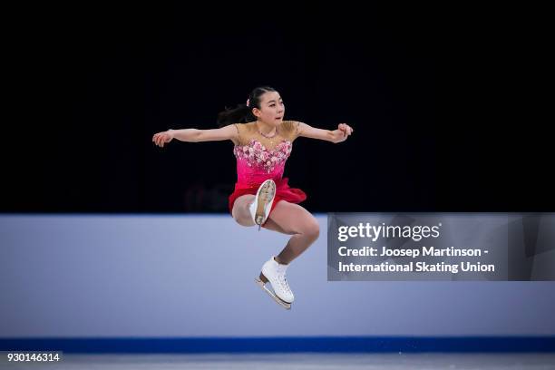 Rika Kihira of Japan competes in the Junior Ladies Free Skating during the World Junior Figure Skating Championships at Arena Armeec on March 10,...