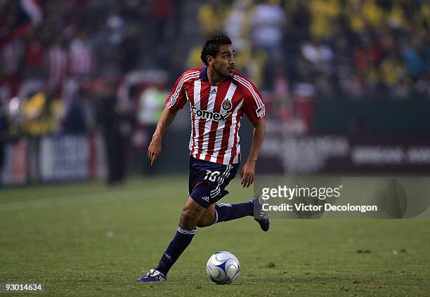 Jesus Padilla of Chivas USA steps over the ball on the attack during Game 2 of the MLS Western Conference Semifinals match against the Los Angeles...