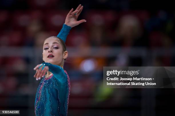 Alena Kostornaia of Russia competes in the Junior Ladies Free Skating during the World Junior Figure Skating Championships at Arena Armeec on March...