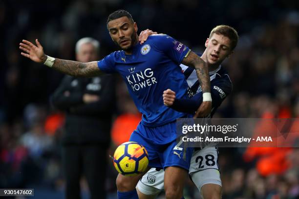 Danny Simpson of Leicester City and Sam Field of West Bromwich Albion during the Premier League match between West Bromwich Albion and Leicester City...