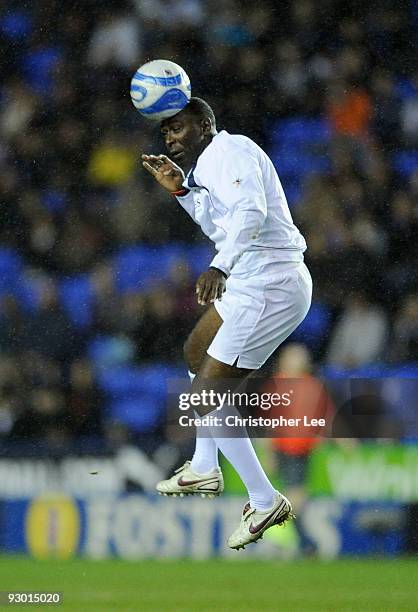 Andy Cole of England in action during the Help for Heroes Cup match between England and Rest of the World at Madejski Stadium on November 12, 2009 in...