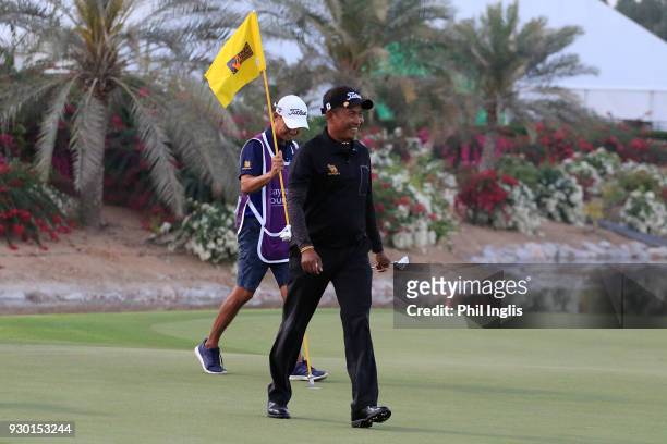 Thaworn Wiratchant of Thailand in action during the final round of the Sharjah Senior Golf Masters presented by Shurooq played at Sharjah Golf &...
