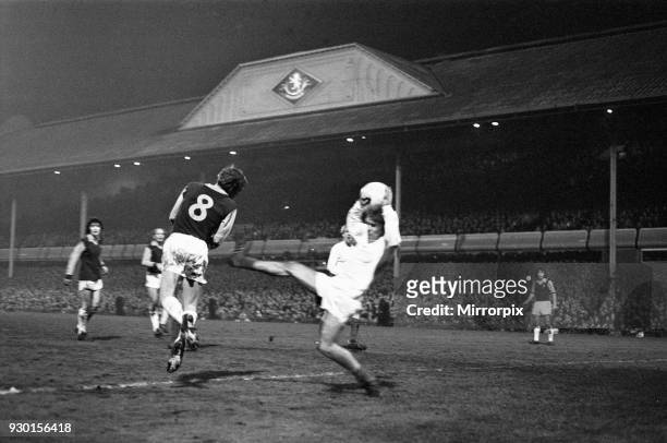 Aston Villa attempt on goal during the during the League Cup second leg semi final match at Villa Park against Manchester United. The final score was...