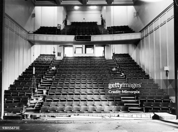 View of the redecorated Birmingham Repertory Theatre showing the upholstered tip-up seats. August 1953.