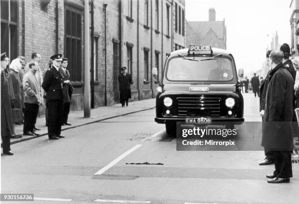 Accused leave Hyde Court, Manchester, October 1965. The Moors murders were carried out by Ian Brady and Myra Hindley between July 1963 and October...