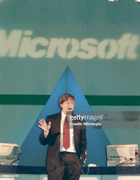 Bill Gates CEO of Microsoft seen here at 'Inside Track 95' event at the NEC to promote the Windows 95 operating system, 17th March 1995.