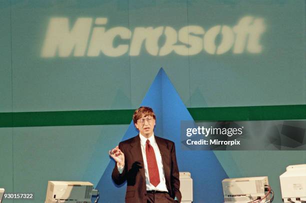 Bill Gates CEO of Microsoft seen here at 'Inside Track 95' event at the NEC to promote the Windows 95 operating system, 17th March 1995.