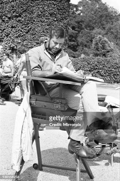 Director Jerry Lewis seen here reading the script whilst on location at Eastnor Castle, Ledbury whilst filming 'One More Time' Circa 1st August 1969.