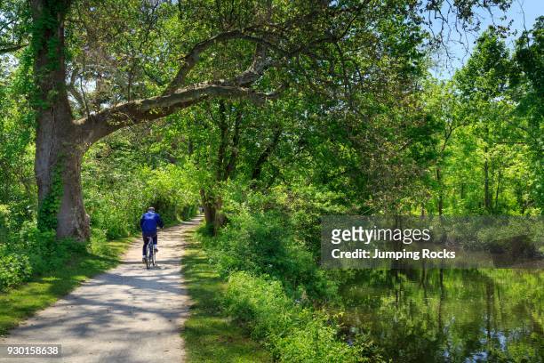 The Delaware River trail or Delaware and Raritan State Canal Park, near Lambertville, Hunterdon County, New Jersey, USA.