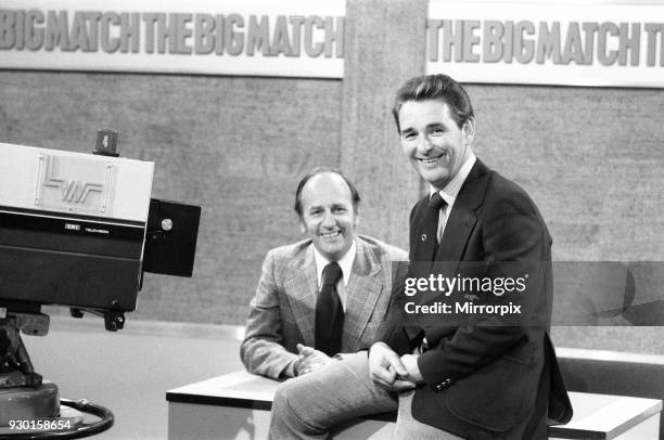 Derby County manager Brian Clough seen here in rehearsals as a football pundit on the ITV Big Match programme. Our Picture Shows: Seen here with...