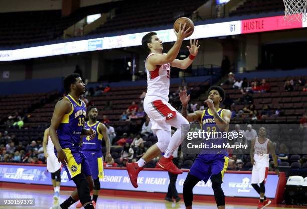 Dusty Hannahs of the Memphis Hustle shoots a lay up against the Santa Cruz Warriors during an NBA G-League game on March 10, 2018 at Landers Center...