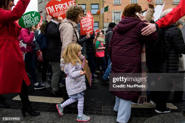 Anti-abortion protestors from around the Ireland gather in Dublin for the All-Ireland Rally for Life - march to Save the 8th amendment to the Irish...