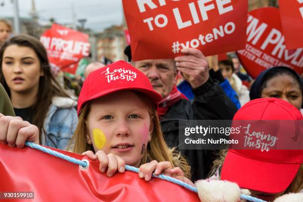 Anti-abortion protestors from around the Ireland gather in Dublin for the All-Ireland Rally for Life - march to Save the 8th amendment to the Irish...