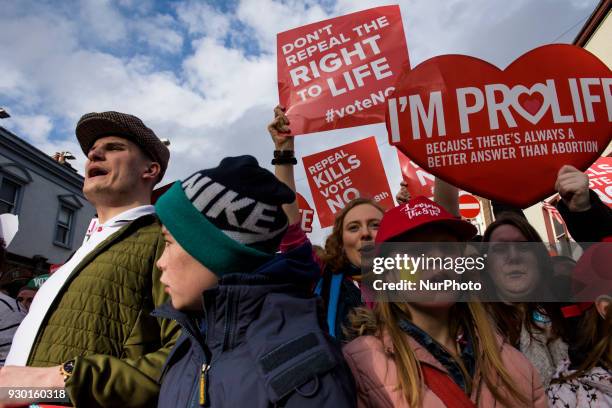 Anti-abortion protestors from around the Ireland gather in Dublin for the All-Ireland Rally for Life - march to Save the 8th amendment to the Irish...