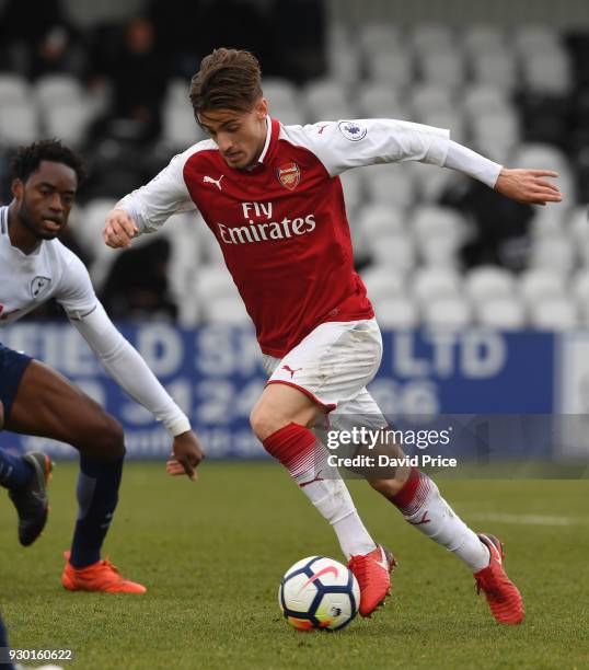 Vlad Dragomir of Arsenal during the match between Arsenal and Tottenham Hotspur at Meadow Park on March 10, 2018 in Borehamwood, England.