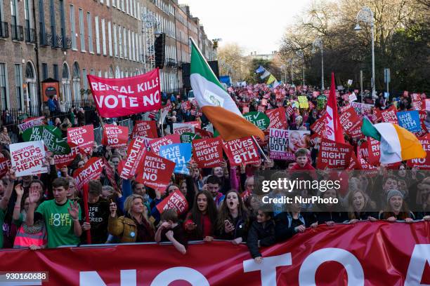 Thousands of Anti-abortion protestors from around the Ireland gather in Dublin for the All-Ireland Rally for Life - march to Save the 8th amendment...