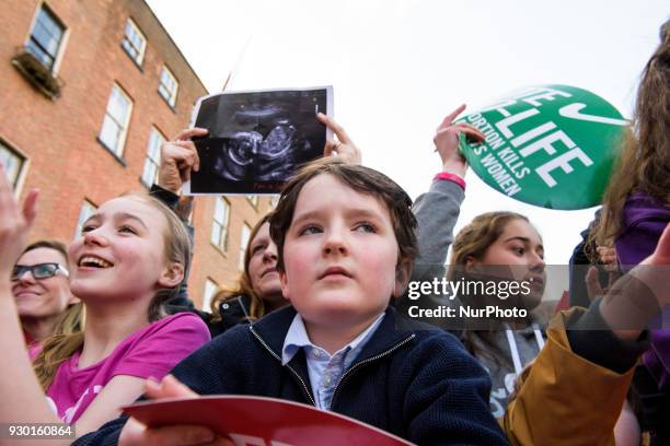 Young protestors from around the Ireland gather in for the All-Ireland Rally for Life - march to Save the 8th amendment to the Irish constitution...