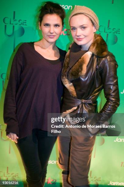 Virginie Ledoyen and Julie Judd attend the Close Up Festival 2nd Edition "Take it Irish" Party at Mk2 Bibliotheque on November 12, 2009 in Paris,...