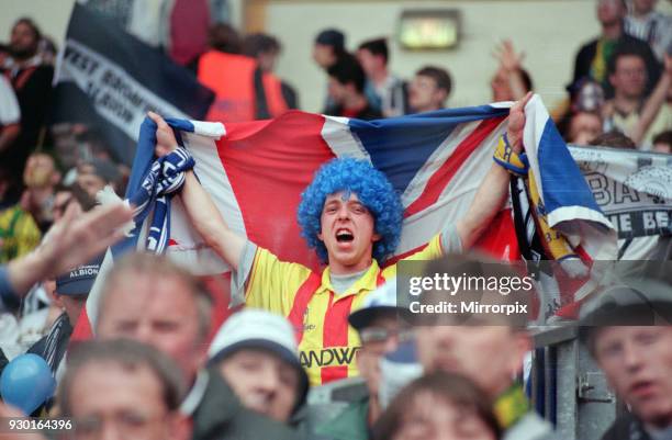 English League Division Two Play Off Final at Wembley Stadium. West Bromwich Albion 3 v Port Vale 0. West Brom fan with blue wig in the crowd, 30th...