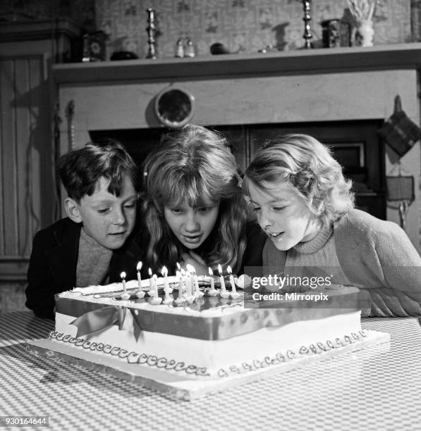 Film star Hayley Mills celebrates her 15th birthday at Pinewood Studios where she is filming 'Whistle Down the Wind'. The studio presented Hayley...