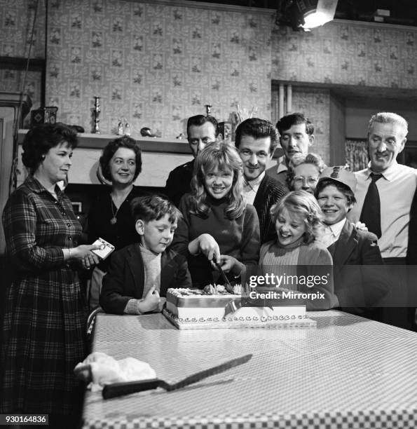 Film star Hayley Mills celebrates her 15th birthday at Pinewood Studios where she is filming 'Whistle Down the Wind'. The studio presented Hayley...