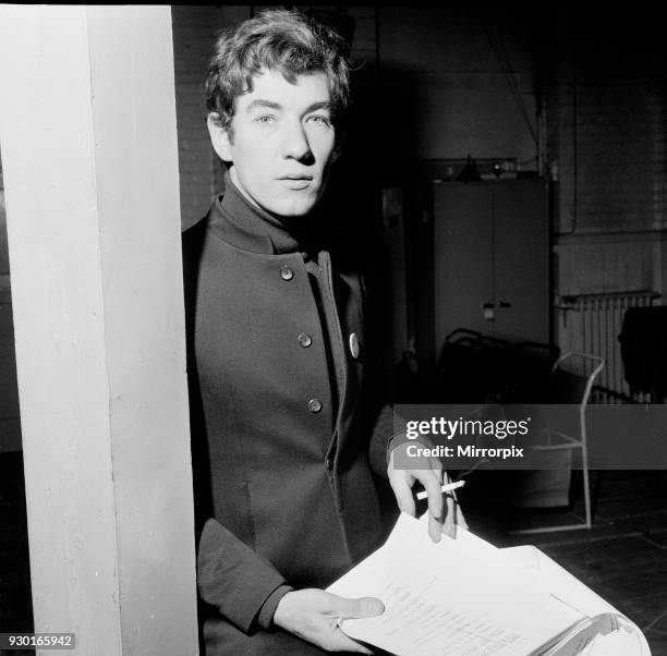 Ian McKellen, actor, pictured in rehearsal in 1968. Ian is reading the script for the Noel Coward play Hay Fever. Hay Fever was broadcast on the BBC...