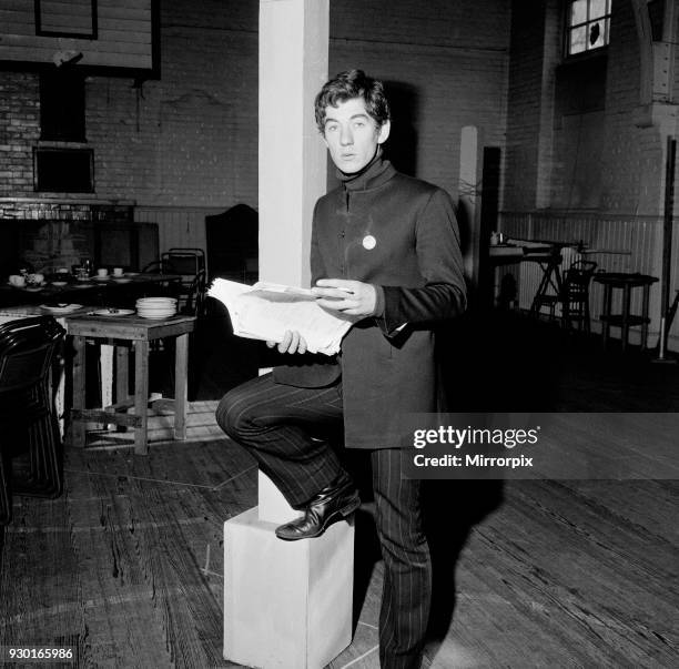 Ian McKellen, actor, pictured in rehearsal in 1968. Ian is reading the script for the Noel Coward play Hay Fever. Hay Fever was broadcast on the BBC...