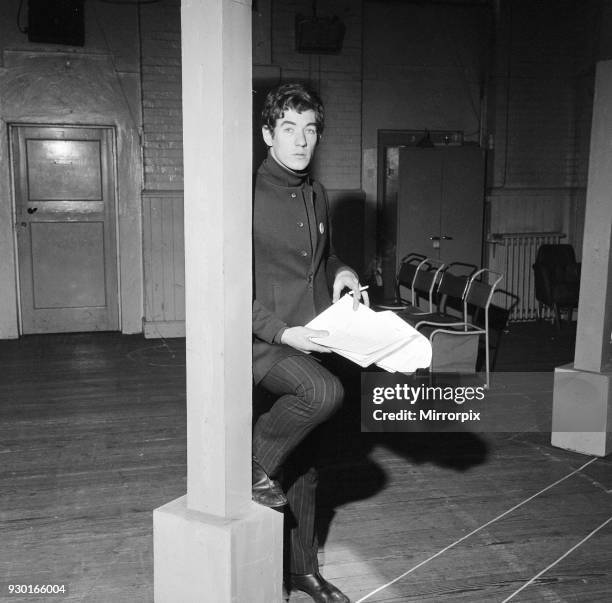 Ian McKellen, actor, pictured in rehearsal in 1968. Ian is reading the script for the Noel Coward play Hay Fever. Hay Fever was broadcast on the BBC...