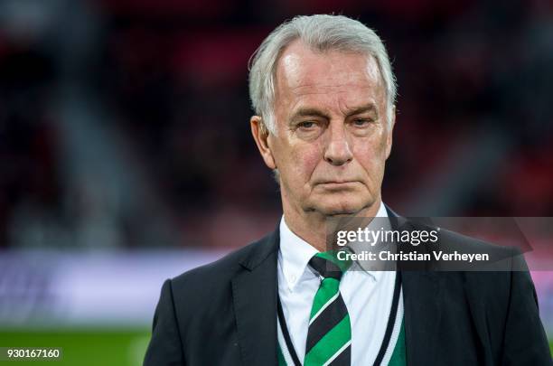 Vice President Rainer Bonhof of Borussia Moenchengladbach ahead the Bundesliga match between Bayer 04 Leverkusen and Borussia Moenchengladbach at...