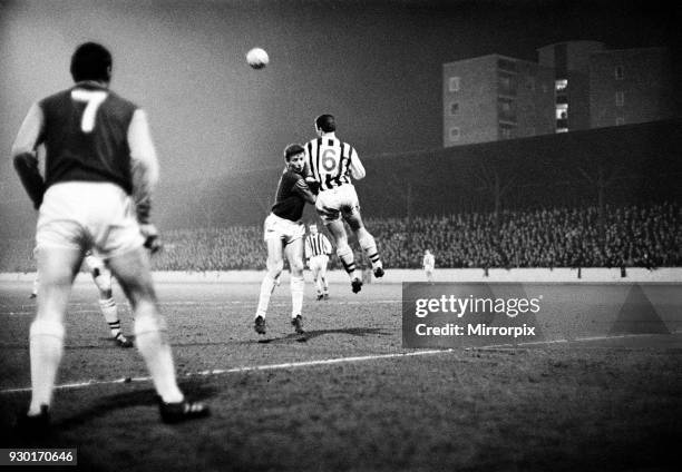 League cup Final First Leg match at Upton park. West Ham United 2 v West Bromwich Albion 1. . Action from the match, 9th March 1966.