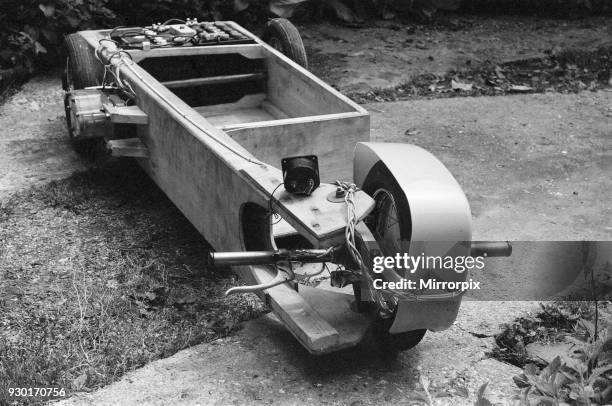 Lucas °2000 Electric Motor Contest. Picture shows car no: 18. Picture show the car, and working parts of an electric car designed by Cedric Mark...