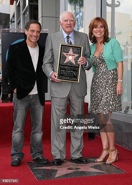 Producer Harvey Levin, Judge Joseph A. Wapner and Judge Marilyn Milian pose as Judge Joseph A. Wapner is honored with a star on the Hollywood Walk of...