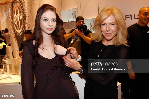 Actress Michelle Trachtenberg and Swatch USA General Manager Patricia Higgins attend the Swatch Times Square flagship store grand reopening and 26...
