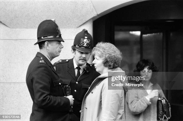 Scenes outside the Old Bailey during the trial of Peter Sutcliffe, the Yorkshire Ripper, 7th May 1981.