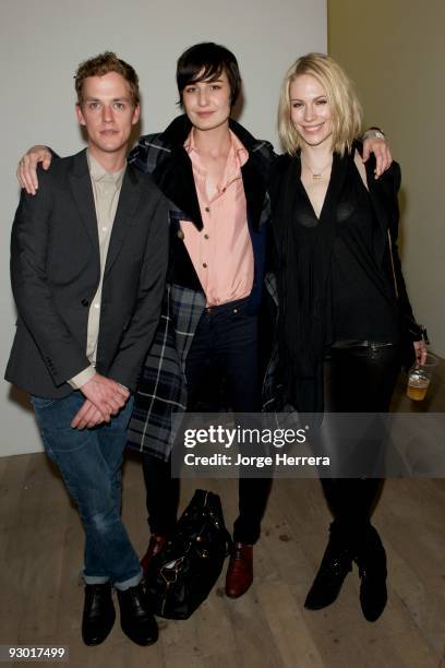 Scott Clarck, erin O'Connor and Tuuli Shipster attend Youth Music's 10th Birthday at Phillips de Pury And Company on November 12, 2009 in London,...