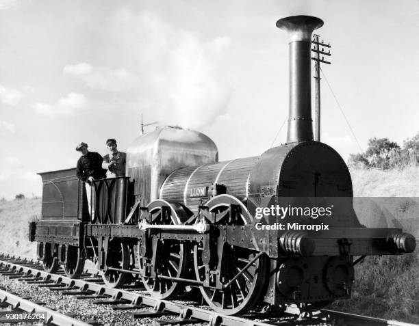 The 123 year old Liverpool and Manchester Railway 57 Lion steam locomotive, comes out of retirement from the museum at Crewe to drive up and down the...