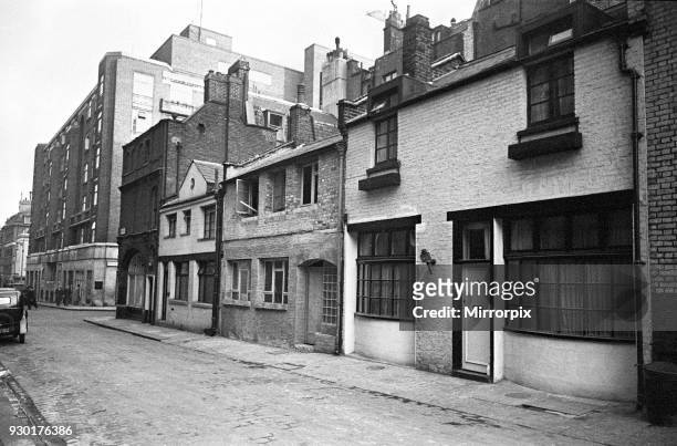 View along Shepherd Street in Mayfair, central London. Circa 1948.