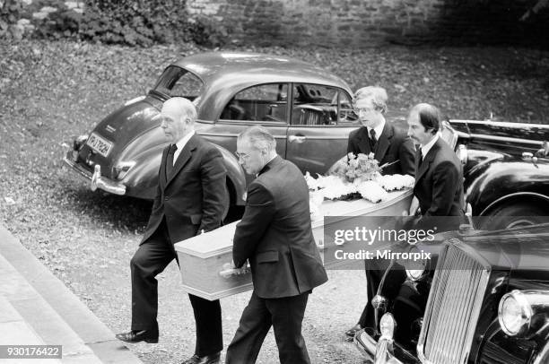 The funeral of Yorkshire Ripper victim Barbara Leach held at Kettering Parish Church, 24th September 1979.