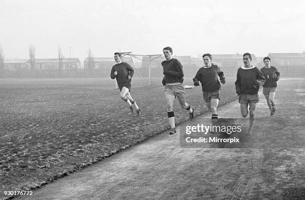 West Bromwich Albion Players stage a second walk out from training in 24 hours, Friday 20th December 1963. Third & Youth Team players head for...