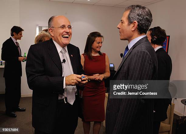 Former New York mayor Rudy Giuliani and Managing editor for Time Richard Stengel attend the TIME's 2009 Person of the Year at the Time & Life...